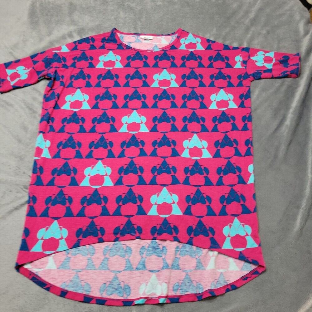 LuLaRoe Shirt Womens XS Imra Tunic Top Pink Hi Low Minnie Graphic Oversized Tee